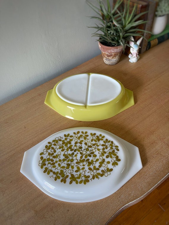 Vintage Pyrex Casserole Dish, Verde Pattern Pyrex, Pyrex Olive