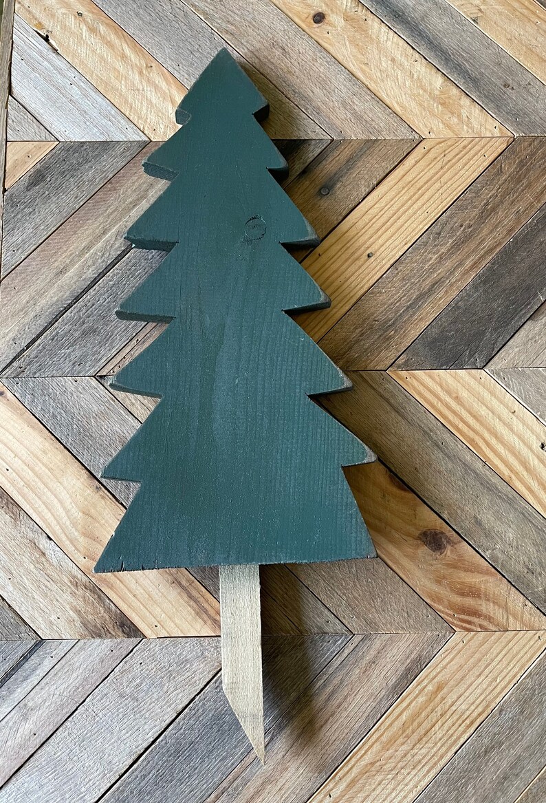 Set of 2 Reclaimed Wooden Christmas Tree Yard Stakes Etsy