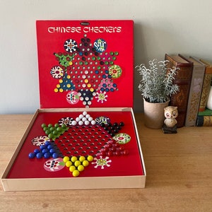 plateau de jeu vintage, dames chinoises vintage complètes, jeu de dames chinoises Whitman, jeu de société familial unique, jeu de voyage vintage, jeux