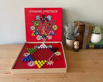 Tabuleiro de Jogo Vintage, Jogo Completo de Damas Chinesas Vintage, Jogo de Damas Chinesas Whitman, Jogo de Tabuleiro Familiar Único, Jogo de Viagem Vintage, Jogos