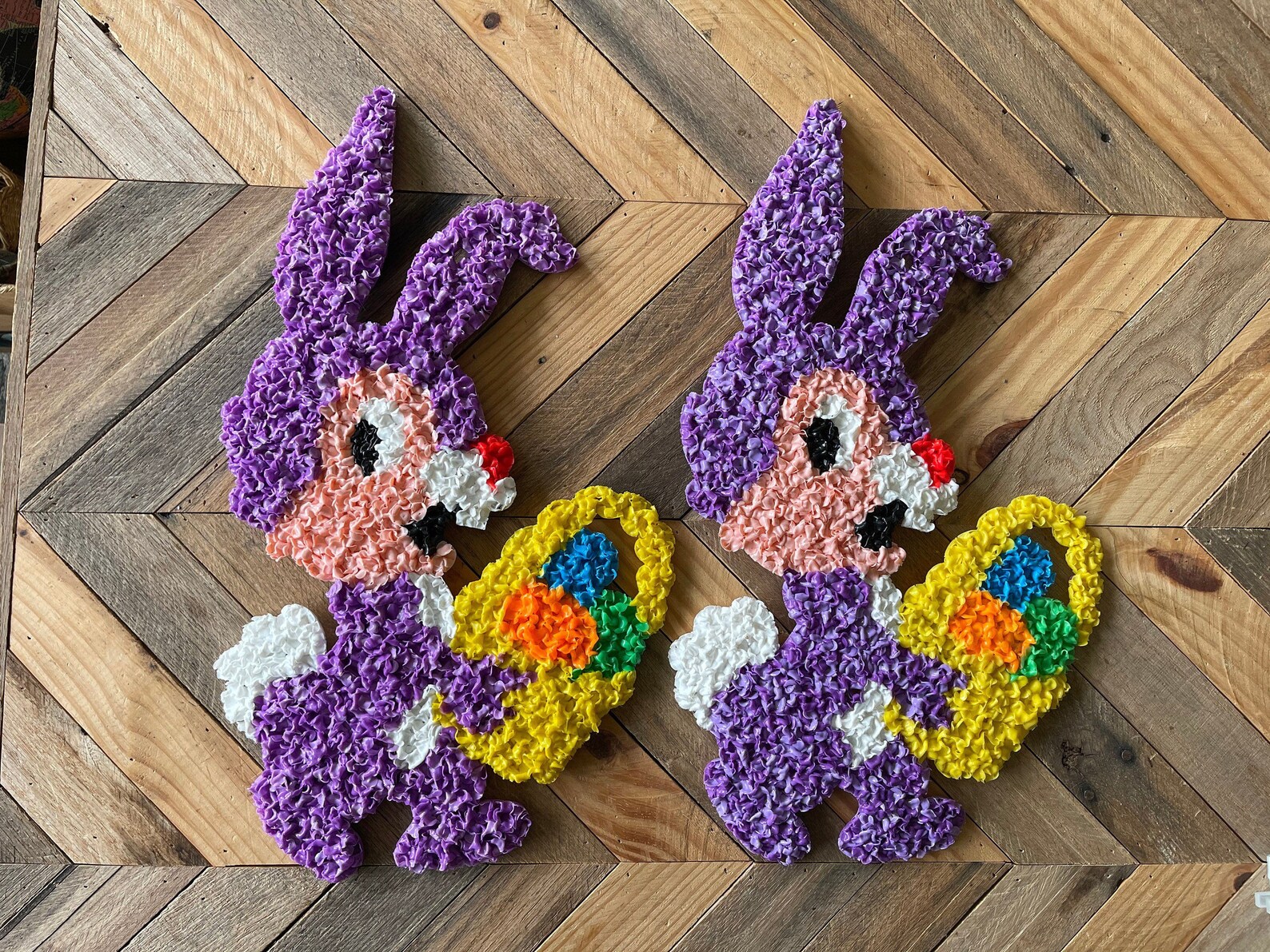 Purple Bunny Vintage Popcorn Bunny Vintage Door Decoration Etsy