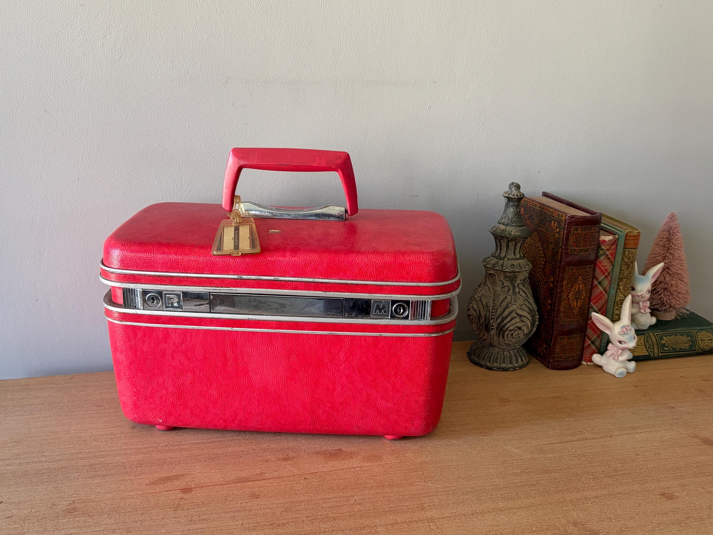 Vintage Samsonite Train Case, Bright Red Travel Luggage, Retro