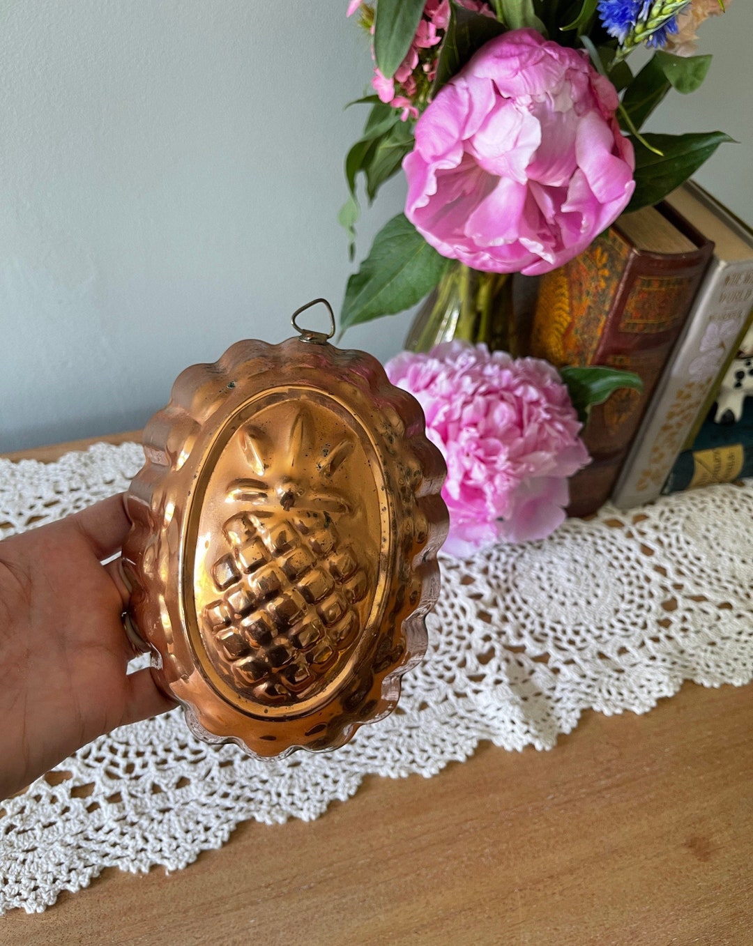 Vintage Copper Jellomold, Pineapple Jello Mold, Jello Mold, Unique