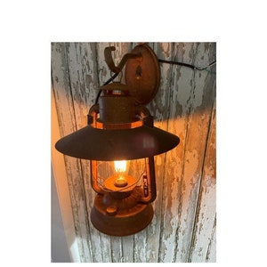 Large Rusty Lantern Light, Rustic Electric Lantern Light, Unique Lantern Light, Lantern, Hardwired Rusty Lantern