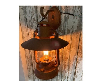 Large Rusty Lantern Light, Rustic Electric Lantern Light, Unique Lantern Light, Lantern, Hardwired Rusty Lantern