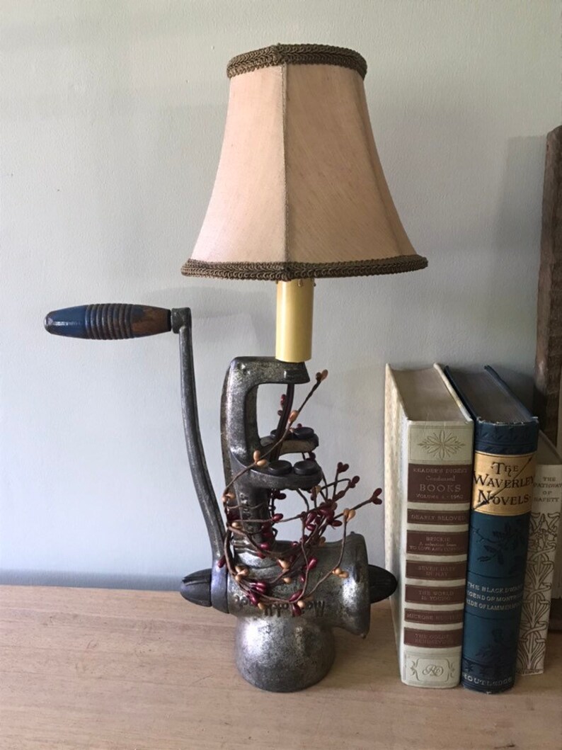 Unique accent Lamp Vintage Grinder Lamp Industrial Lamp Etsy