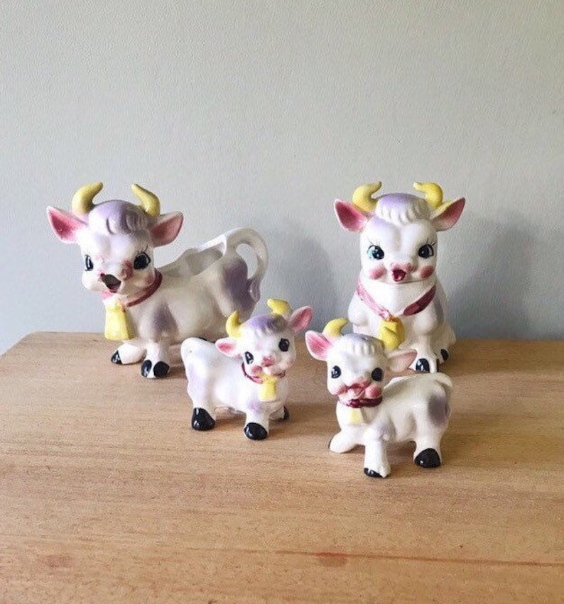 Vintage Purple Cow Creamer Ceramic Creamer Set Farmhouse Etsy