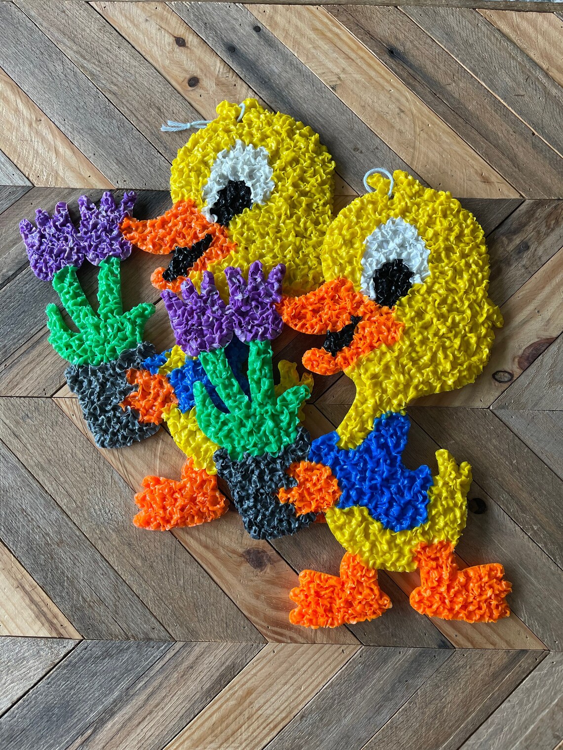 Duck Popcorn With Flowers Popcorn Duck Vintage Door Etsy