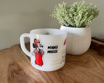 Tazza da caffè vintage Topolino e Minnie Fire King, tazza da caffè vintage in vetro di latte, Fire-King, tazza da caffè in vetro di latte, tazza da caffè vintage, Disney retrò
