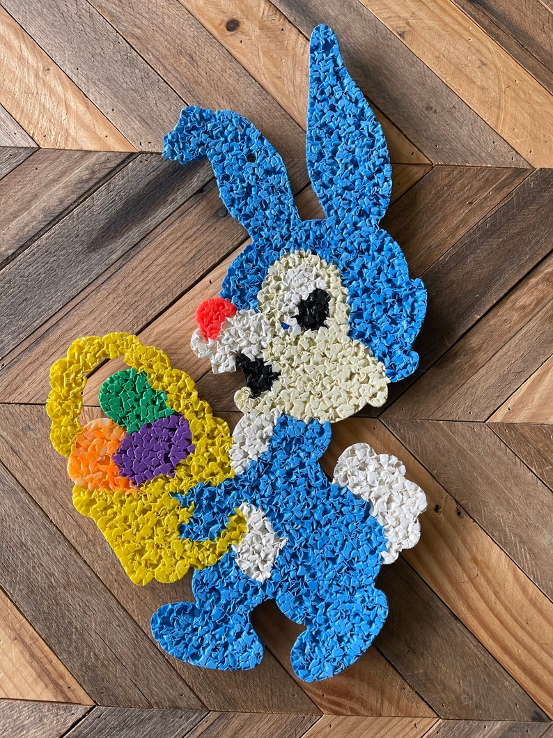 Blue Bunny Vintage Popcorn Bunny Vintage Door Decoration Etsy