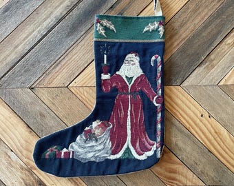 ヴィンテージ ストッキング サンタ ニードルポイント クリスマス