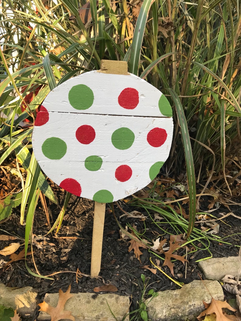 Christmas ornament yard stakes set Reclaimed wood stakes Etsy