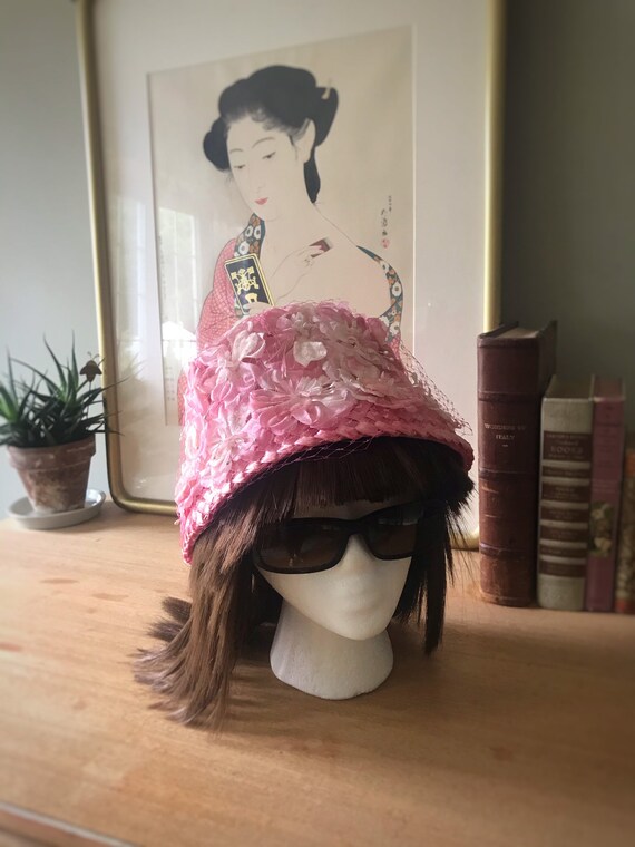 Vintage Floral Hat, Vintage Cloche Floral Hat, Co… - image 4