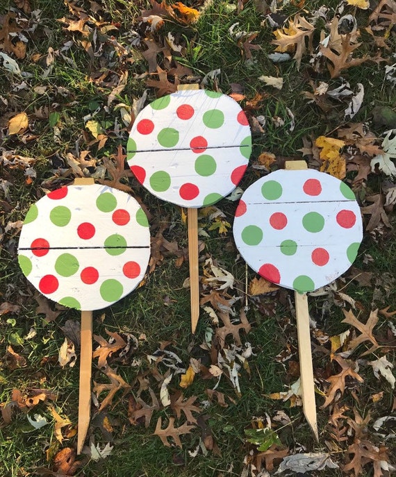 Christmas ornament yard stakes set Reclaimed wood stakes Etsy