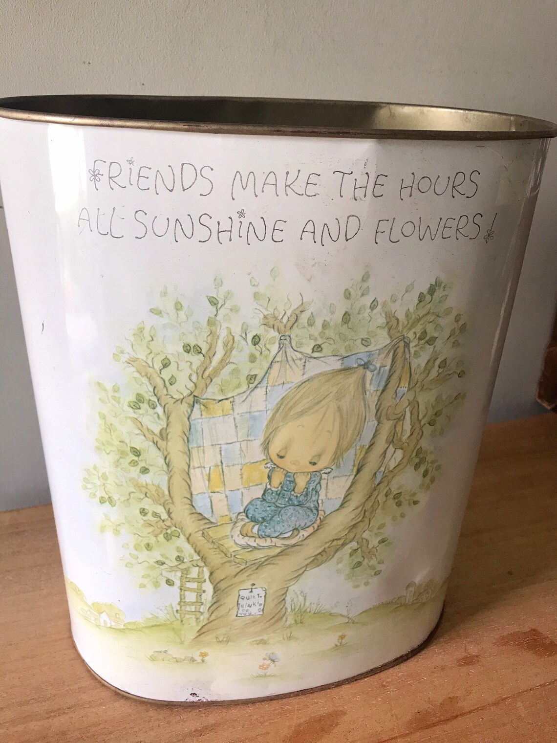 Vintage Trash Can Vintage Nursery Trash Can Metal Trashcan Etsy