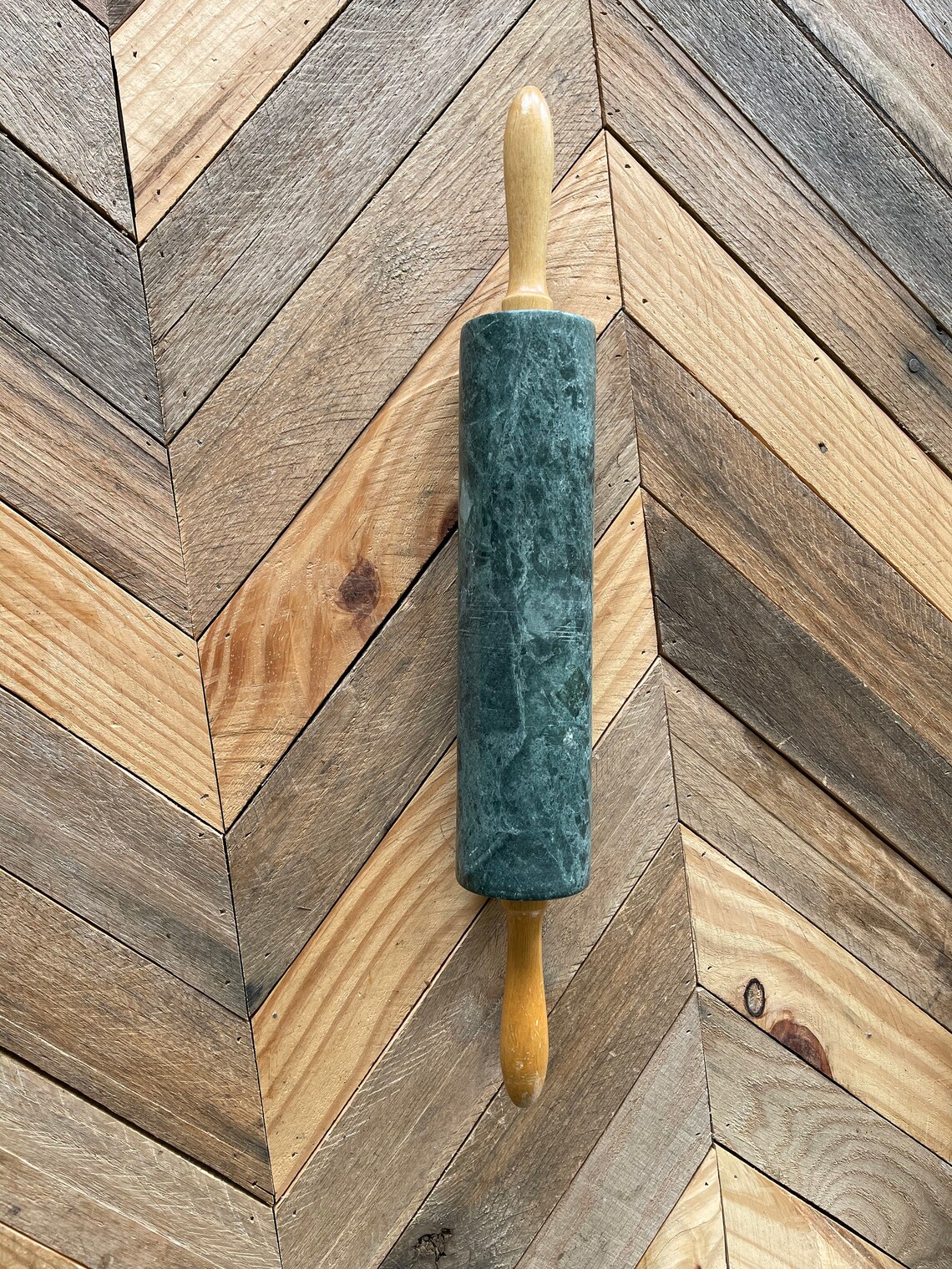 Green Marble Rolling Pin Vintage Rolling Pin Green Marble Etsy