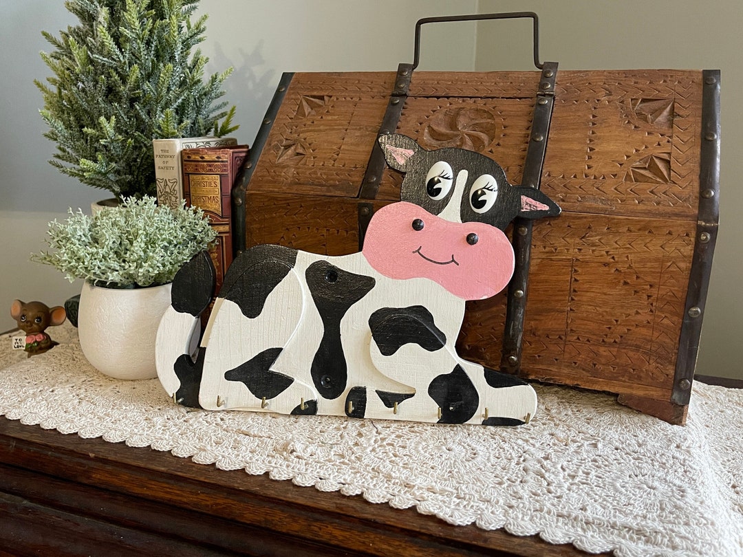 Vintage Cow Key Holder, Retro Key Rack, Wooden Cow Key Rack, Vintage ...