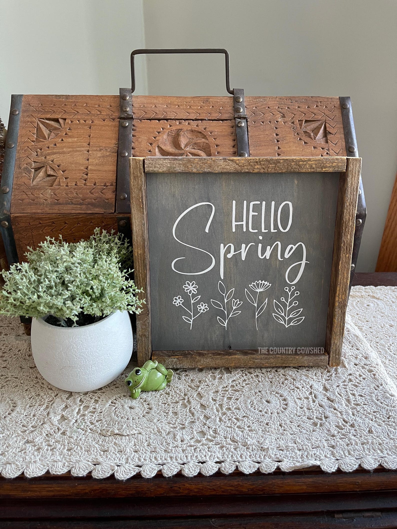 Hello Spring Sign, Wooden Floral Sign, Spring Flower Sign, Farmhouse ...