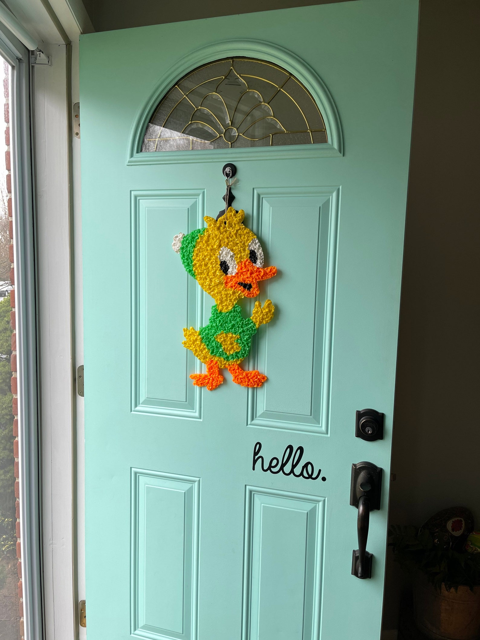 Popcorn Duck with Green Shirt Vintage door decorations Etsy