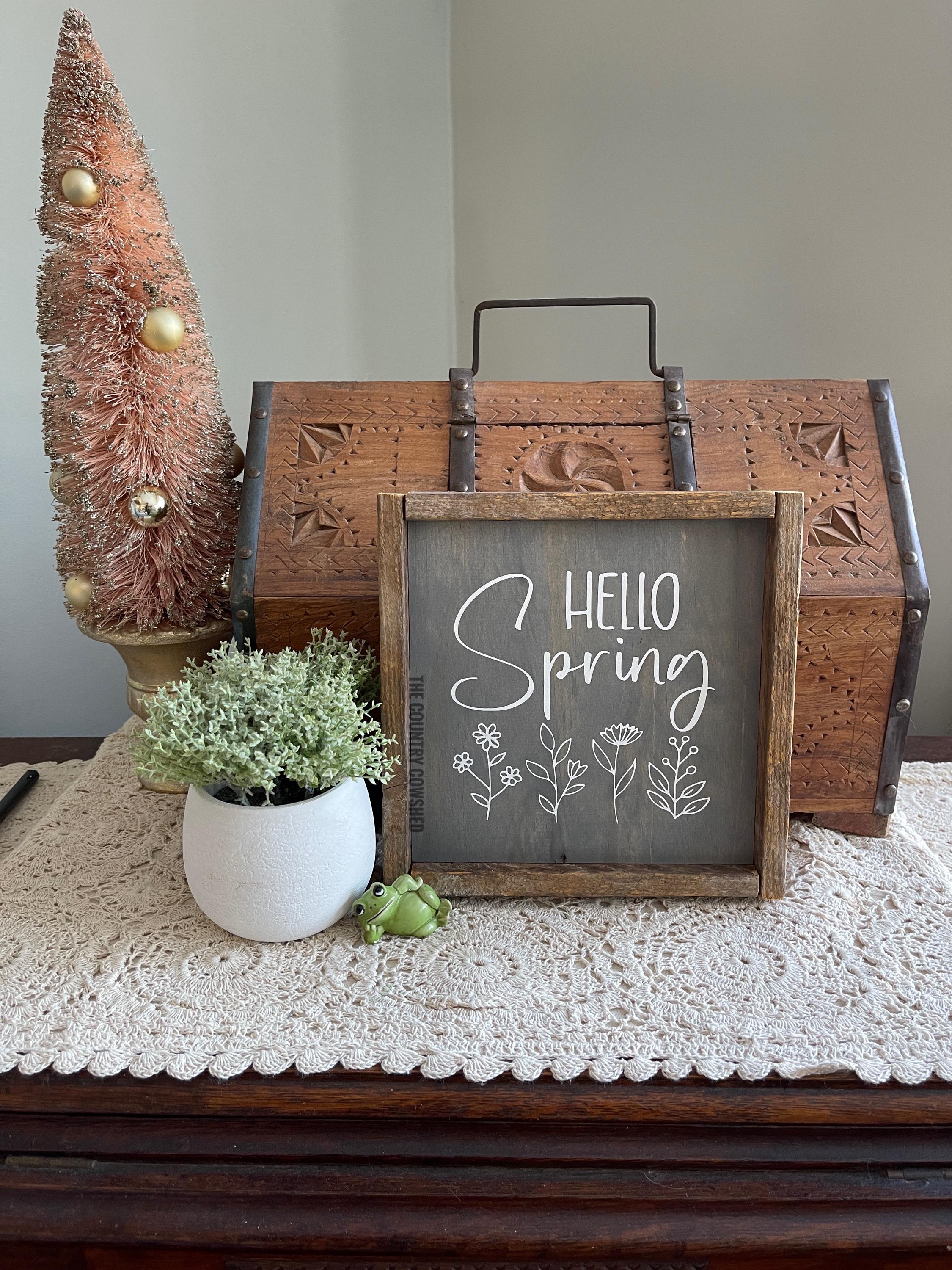 Hello Spring Sign, Wooden Floral Sign, Spring Flower Sign, Farmhouse ...