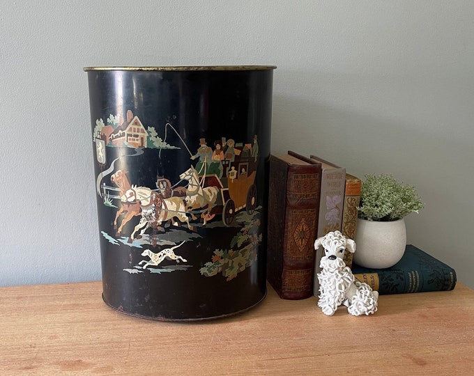 Vintage Trash Can Vintage Nursery Trash Can Metal Trash Can Etsy