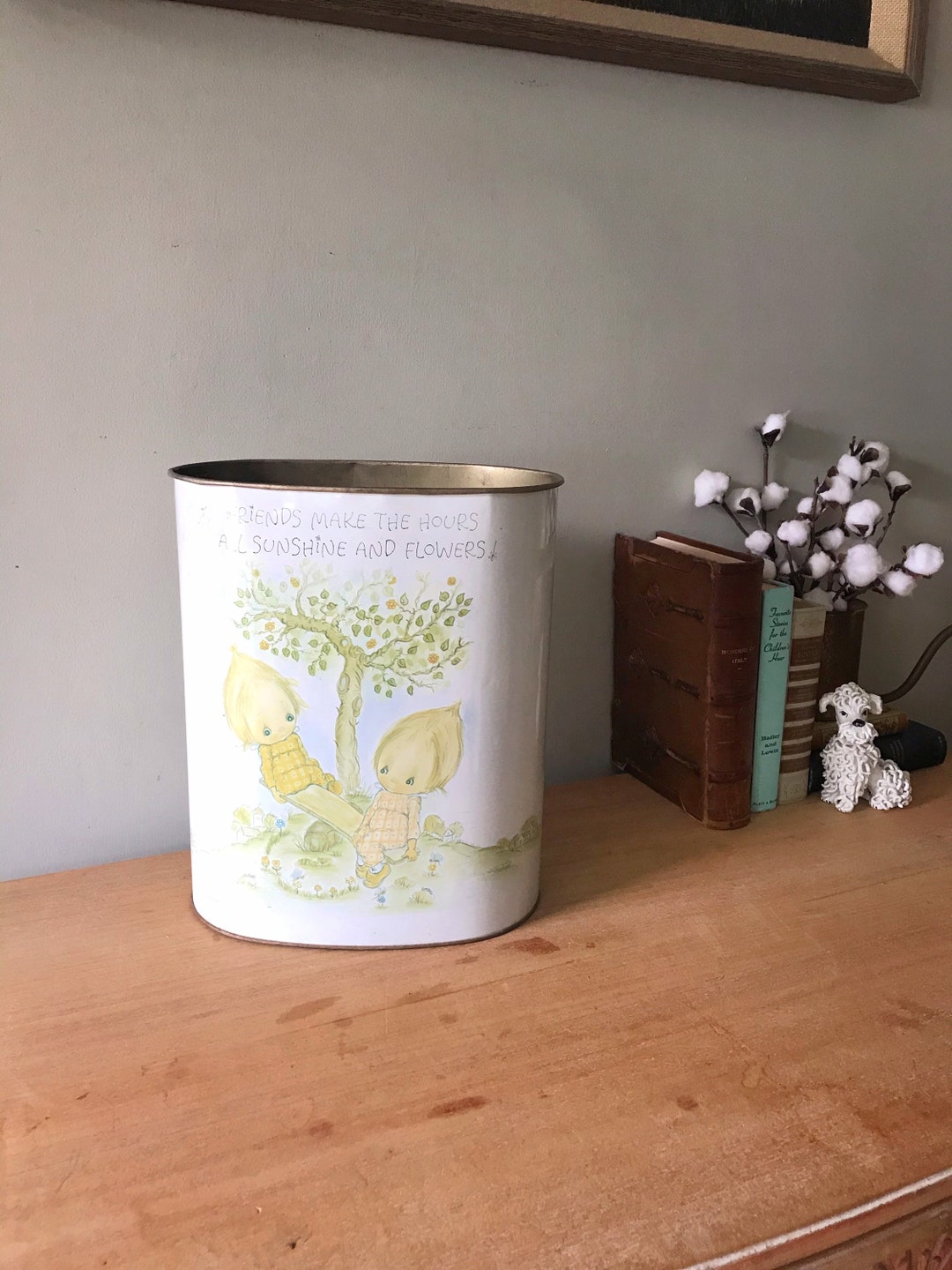 Vintage Trash Can Vintage Nursery Trash Can Metal Trashcan Etsy