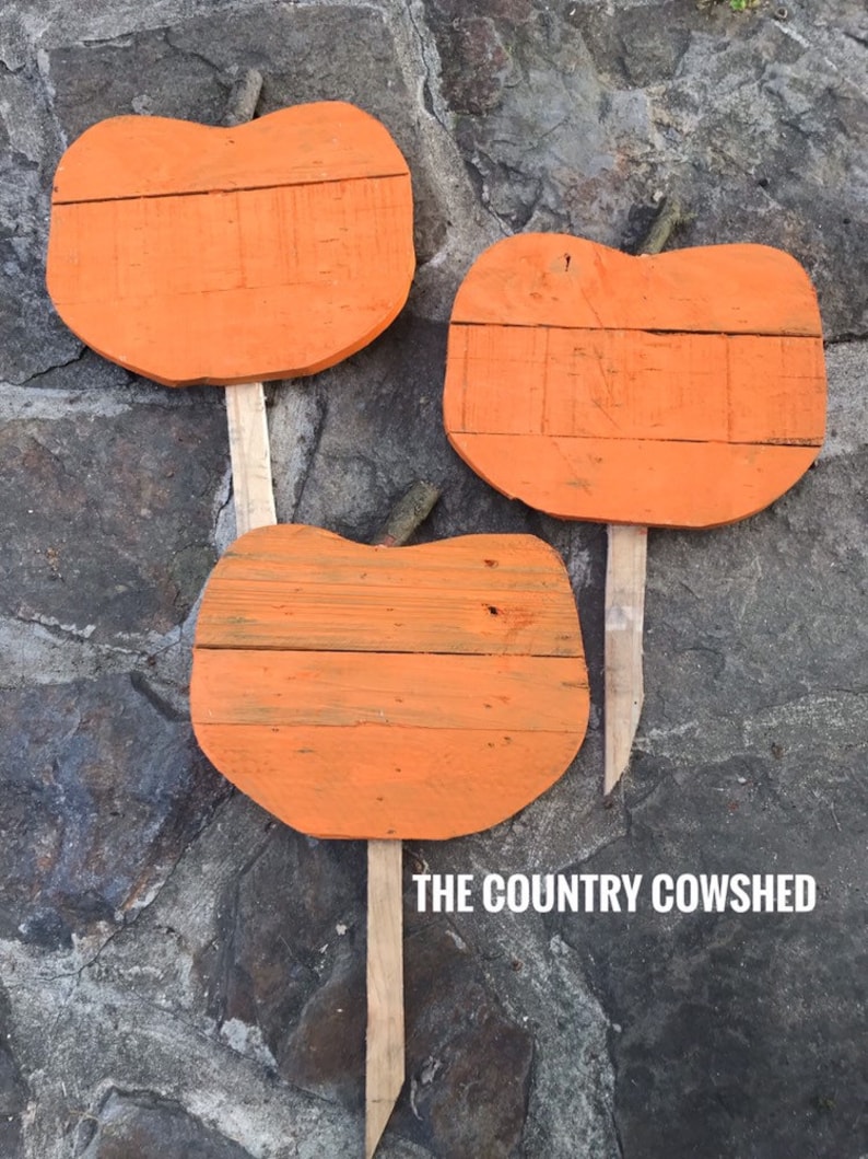 Pumpkin Yard Stakes Halloween Yard Art Reclaimed Wooden Etsy