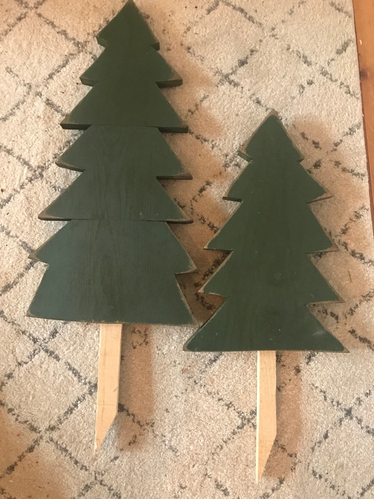Set of 6 Reclaimed Wooden Christmas Tree Yard Stakes Etsy