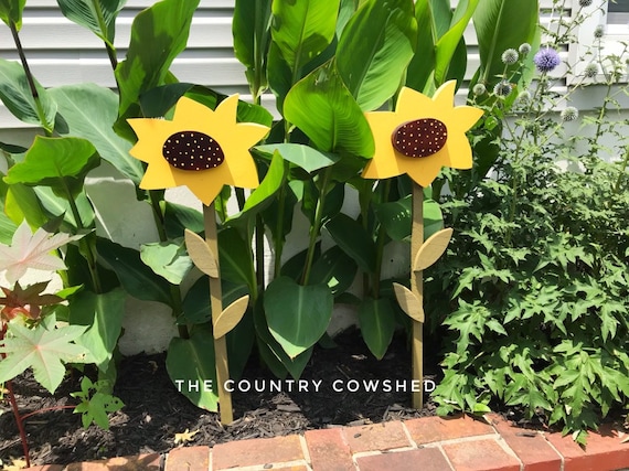 Sunflower Yard Stakes Summer Yard Stakes Wood Stakes Fall Etsy