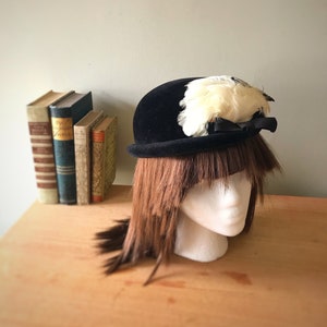 Vintage Black Hat, Vintage cocktail hat, Vintage Carol Hat, Jackie Kennedy, vintage hat, Italian Black Hat, Black Cloche Hat