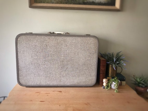 Vintage gray suitcase, vintage airway suitcase, Vi