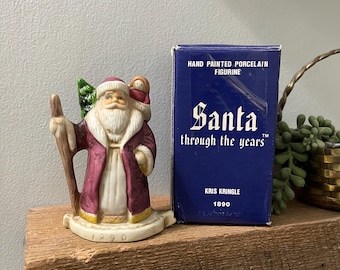 Santa Through the Years, 1890 Kris Kringle Ceramic Figurine, Porcelain Santa Figures, Small Porcelain Santa, Vintage Santa, Retro Christmas