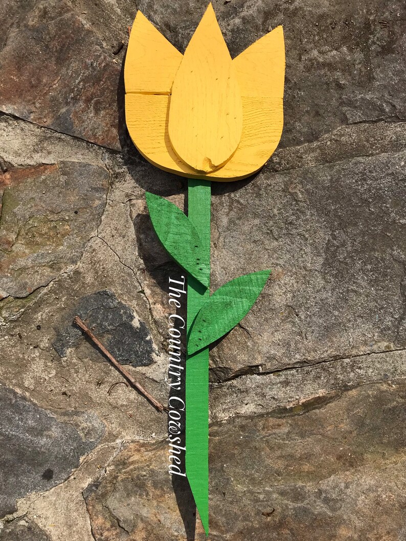 Tulip yard stakes spring yard stakes wood stakes spring etsy