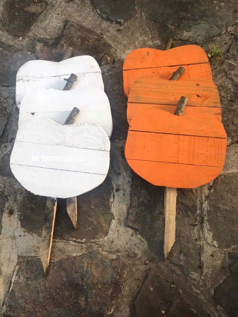 Pumpkin Yard Stakes Halloween Yard Art Reclaimed Wooden Etsy