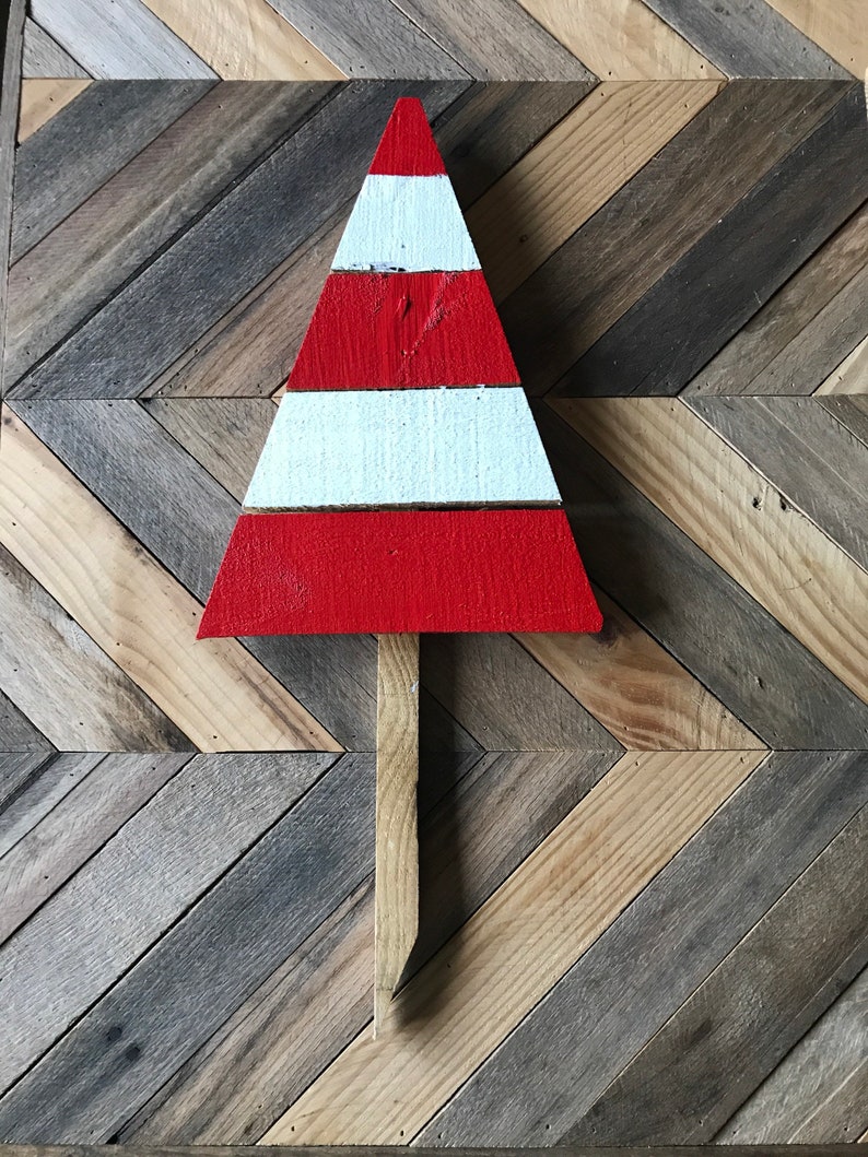Candy Cane Tree Yard Stakes Reclaimed Pallet Wood Stakes Etsy