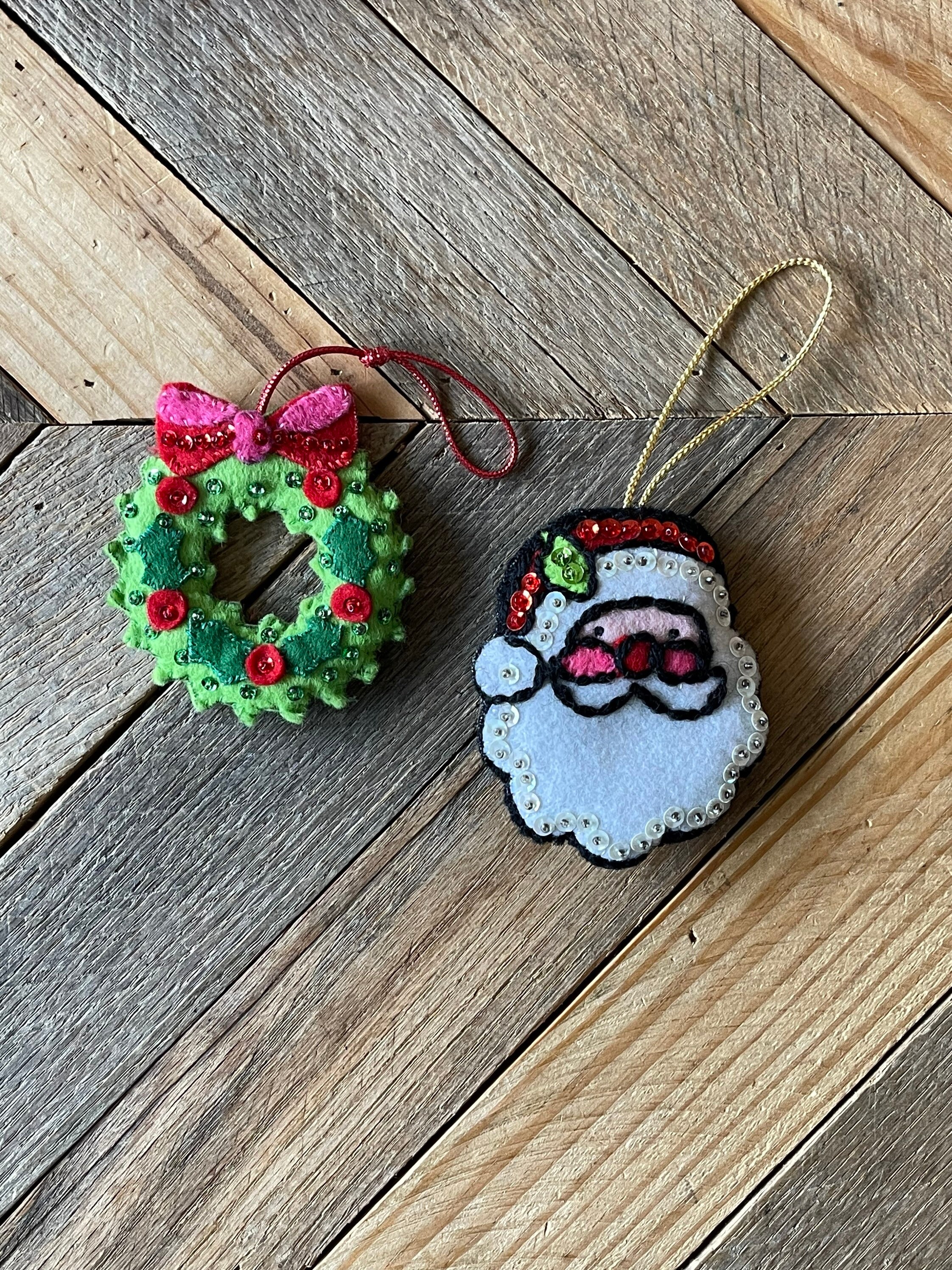 Vintage Felt and Sequin Ornaments, Set of 4 Vintage Felt
