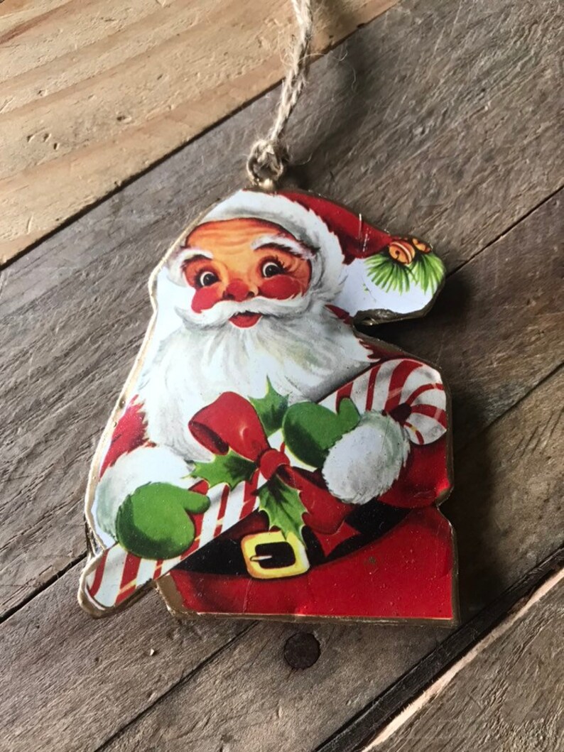 Vintage Inspired Ornaments Metal Santa Ornaments Metal Etsy