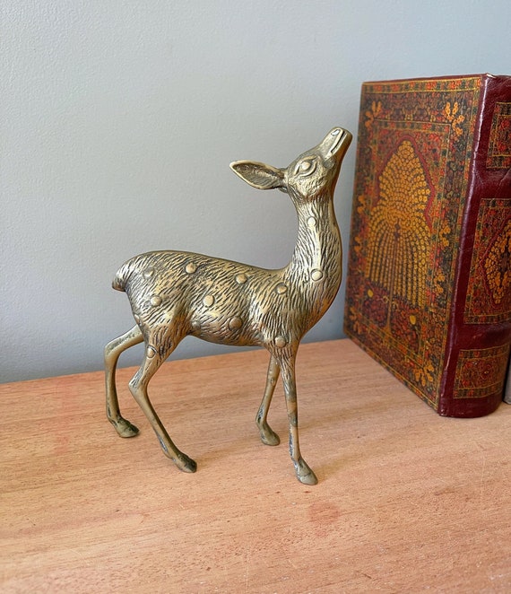 Vintage Brass, Brass Deer, Brass Deer Figurine, Woodland Brass Animals,  Brass Reindeer, Rustic Decor, Metallic, Metal Deer 