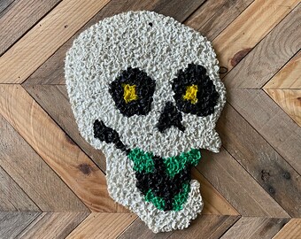 Popcorn Skull, Vintage Halloween Door Decorations, Melted Plastic