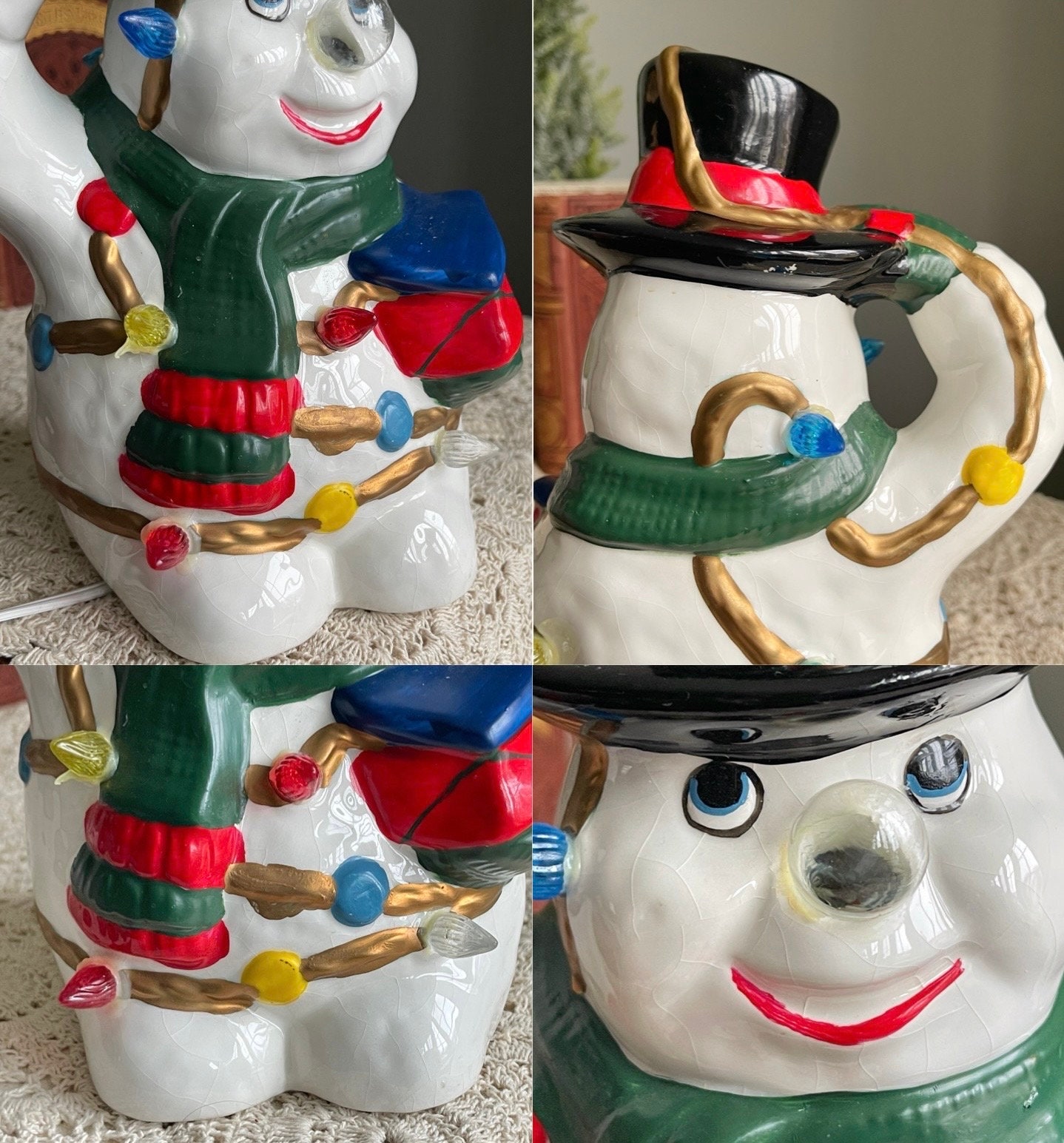 Vintage Ceramic Snowman, Snowman Light, Vintage Ceramic Frosty