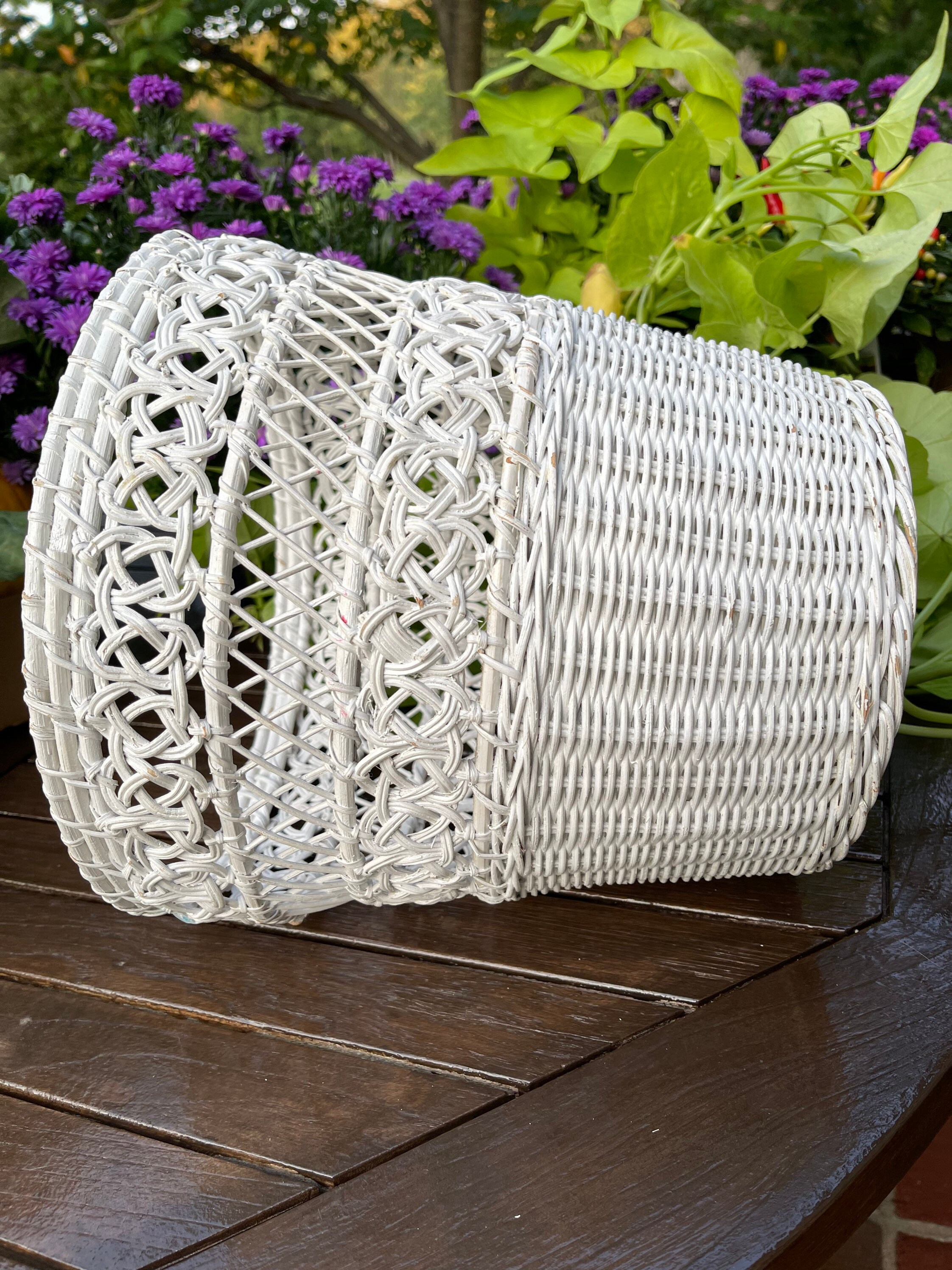 Vintage Trash Can Vintage Nursery Trash Can Wicker Trash Etsy