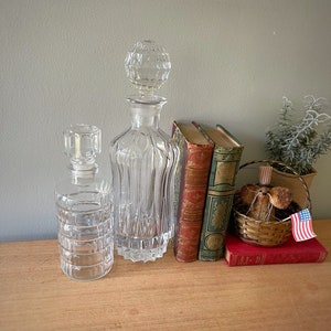 Vintage Glass Decanters, Glass Decanter with Stopper, Glass Decanter, Vintage Barware, Vintage Bar Decor, Whiskey Decanter, Wine Carafe