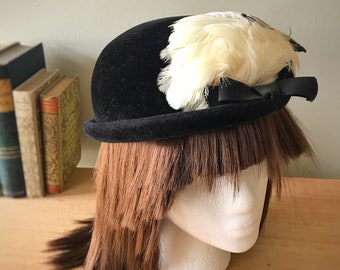 Vintage Black Hat, Vintage Cocktail Hat, Vintage Carol Hat  display picture 1