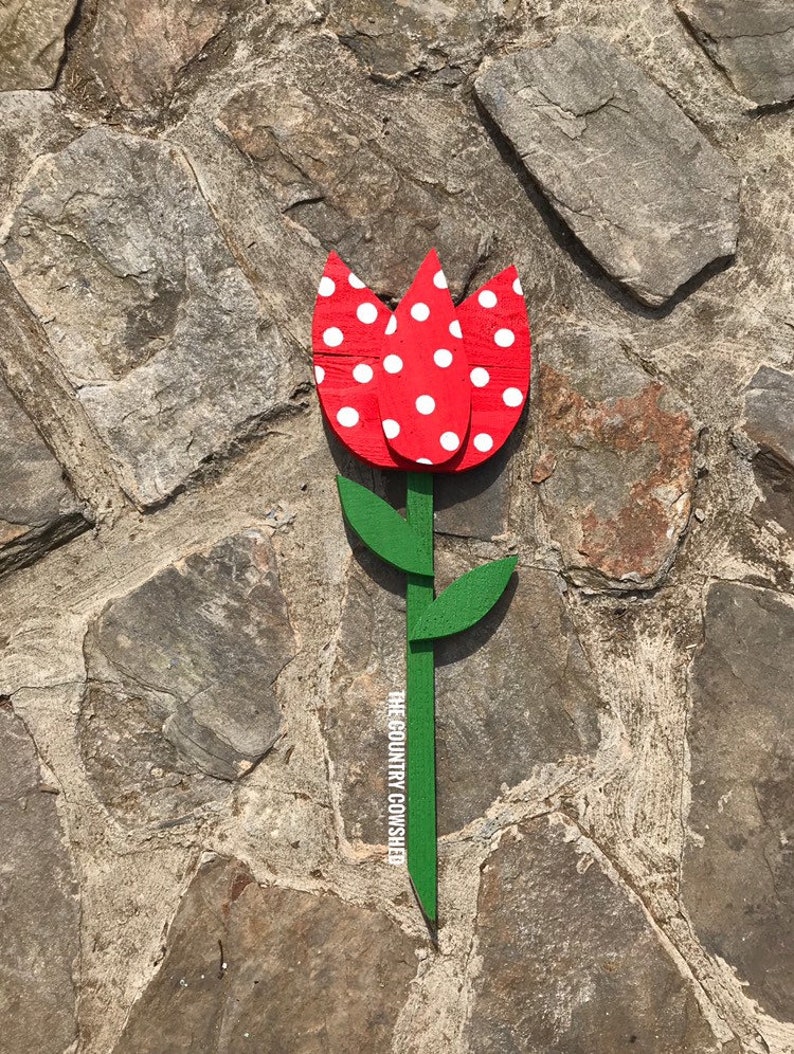 Tulip yard stakes spring yard stakes wood stakes spring etsy