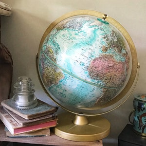 Vintage Blue Globe, Replogle World Ocean Globe, 12 inch Globe | World Globe, School Globe, Industrial Globe, World Classic Globe,