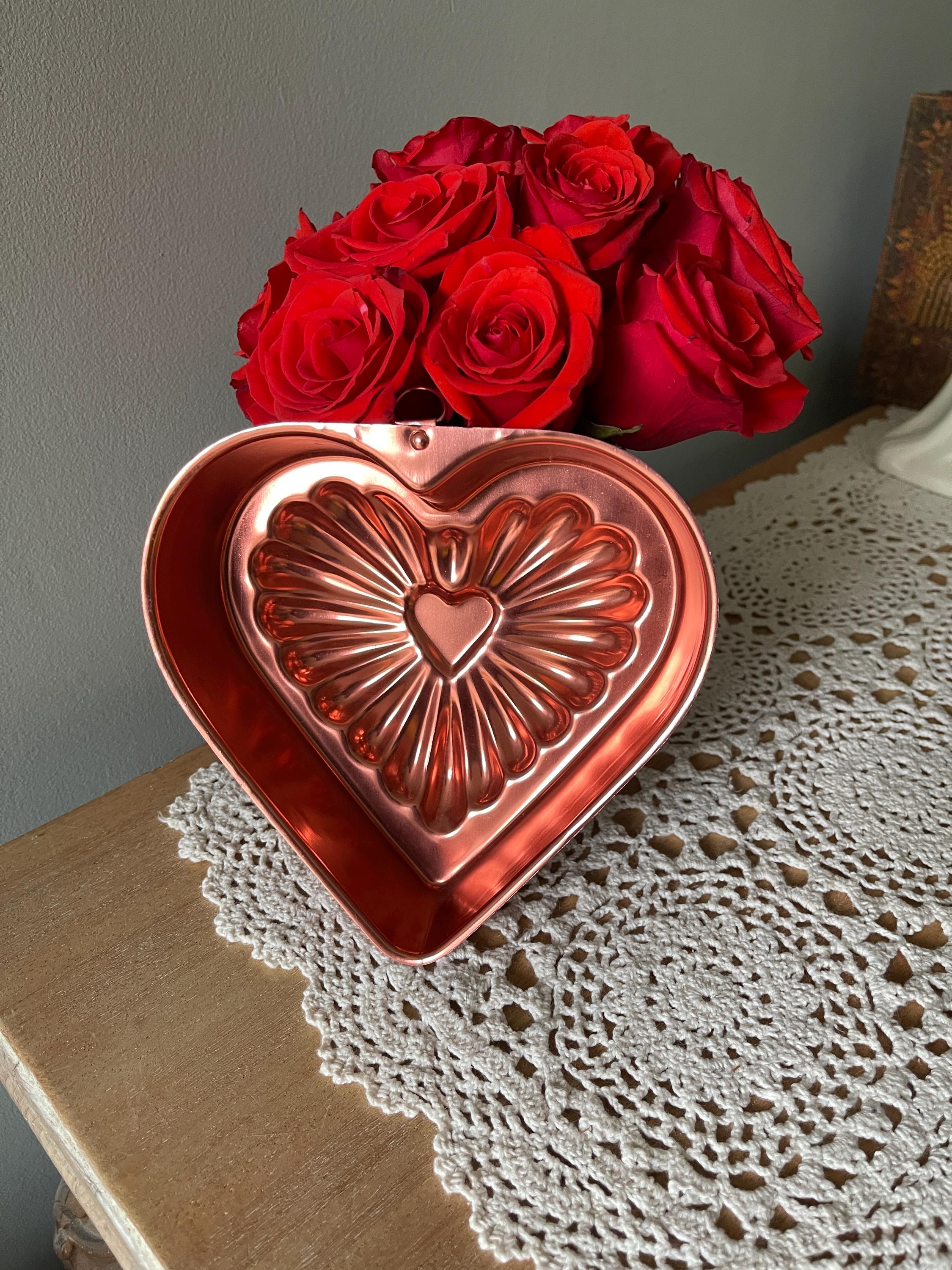 Vintage Copper Jello-mold, Heart Jello Mold, Jello Mold, Unique