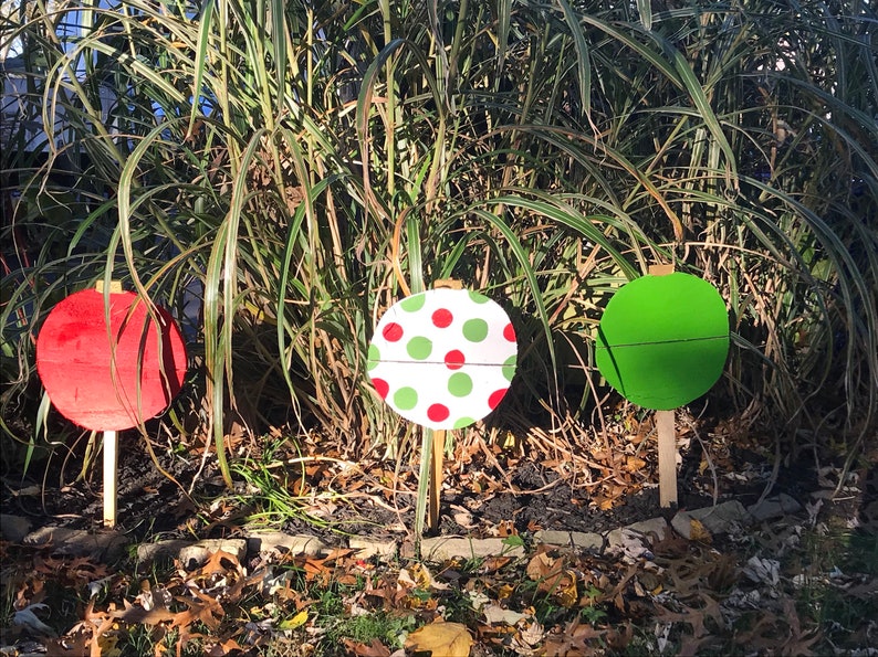 Christmas ornament yard stakes set Reclaimed wood stakes Etsy