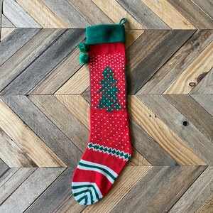 Vintage Strick Weihnachtsstrumpf, Vintage Strümpfe, Weihnachtsbaum Strumpf, Vintage Baum Strickstrumpf, Vintage Weihnachten, Retro Strumpf