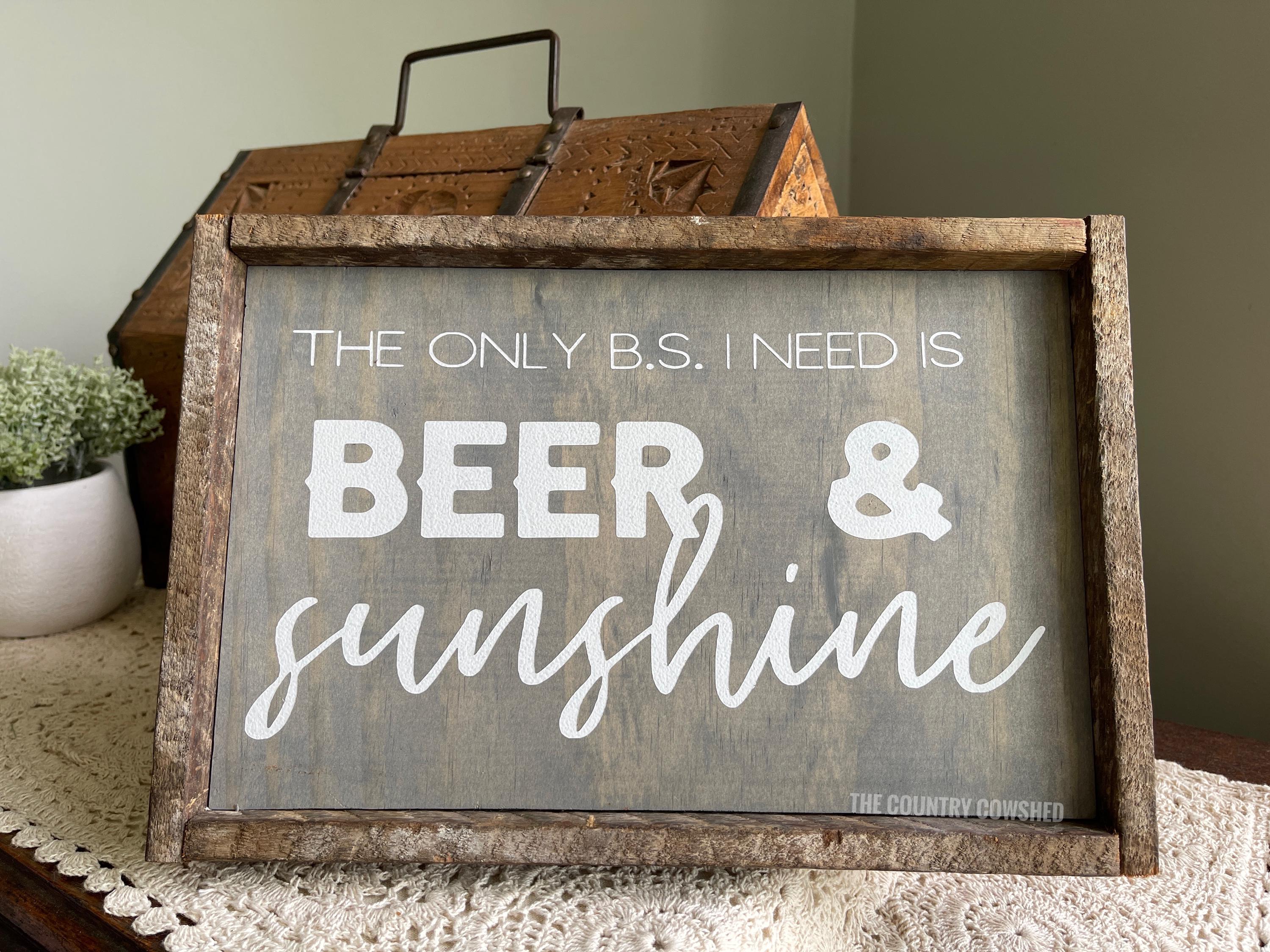 Beer & Sunshine Sign, the Only BS I Need is Beer and Sunshine