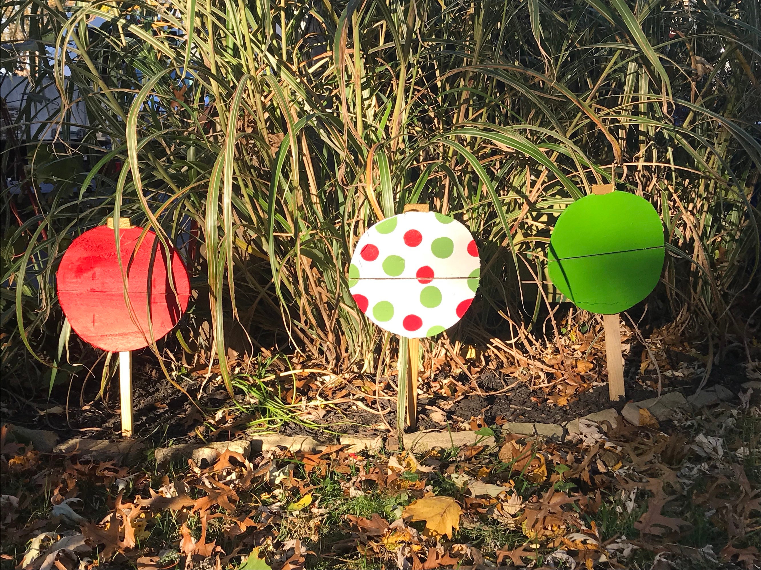 Christmas ornament yard stakes set Reclaimed wood stakes | Etsy